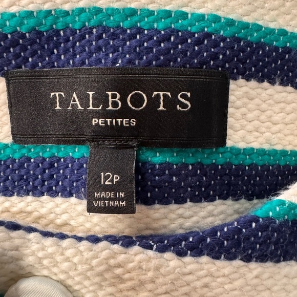Talbots Blue, Green and White Striped Fringed Blazer - Picture 9 of 12